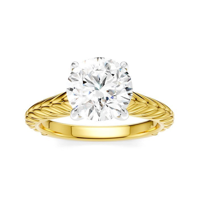1/20 Ctw Circular Shape Round Cut Diamond Akari Wheat Shank Semi-Mount Engagement Ring in 14K Yellow and White Gold