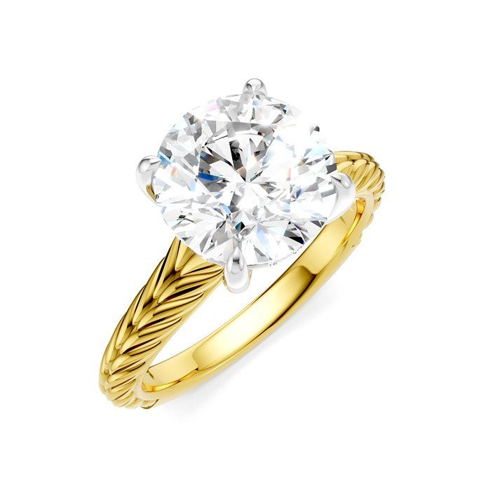 1/20 Ctw Circular Shape Round Cut Diamond Akari Wheat Shank Semi-Mount Engagement Ring in 14K Yellow and White Gold