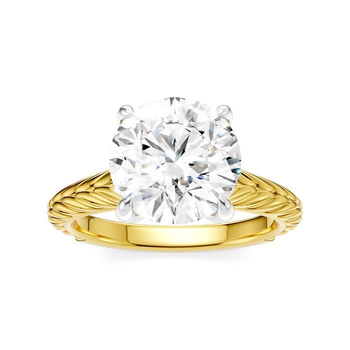 1/20 Ctw Circular Shape Round Cut Diamond Akari Wheat Shank Semi-Mount Engagement Ring in 14K Yellow and White Gold