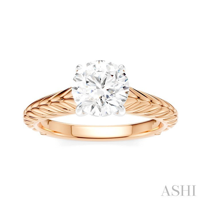 1/20 Ctw Circular Shape Round Cut Diamond Akari Wheat Shank Semi-Mount Engagement Ring in 14K Rose and White Gold