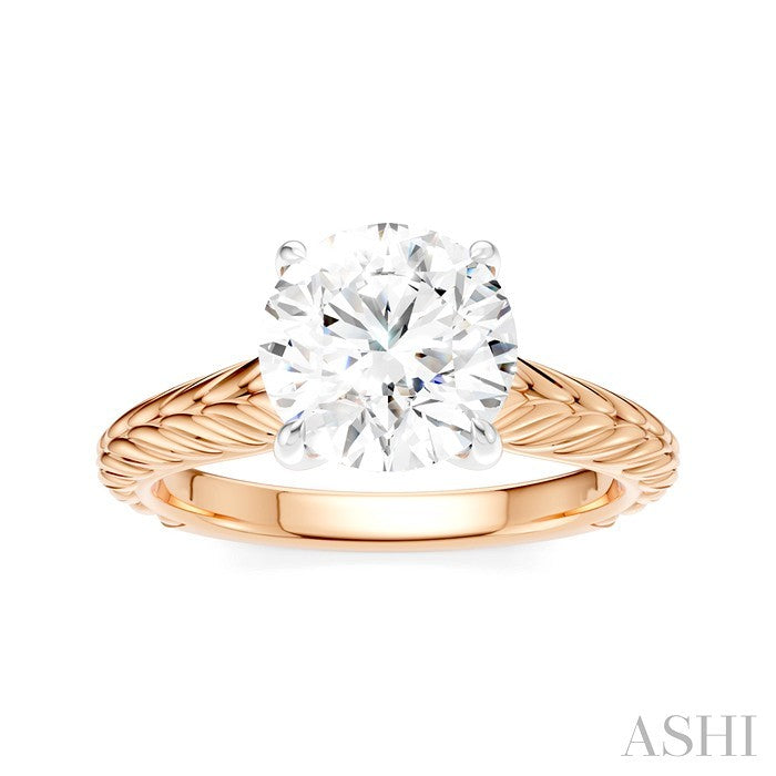 1/20 Ctw Circular Shape Round Cut Diamond Akari Wheat Shank Semi-Mount Engagement Ring in 14K Rose and White Gold
