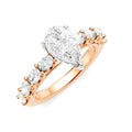 7/8 Ctw Pear Shape Oval and Round Cut Diamond Semi-Mount Engagement Ring in 14K Rose and White Gold