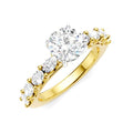 7/8 Ctw Round Shape Oval and Round Cut Diamond Semi-Mount Engagement Ring in 14K Yellow and White Gold