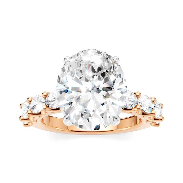 1 1/3 Ctw Oval Shape Oval and Round Cut Diamond Semi-Mount Engagement Ring in 14K Rose and White Gold