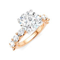 1 1/4 Ctw Round Shape Oval and Round Cut Diamond Semi-Mount Engagement Ring in 14K Rose and White Gold