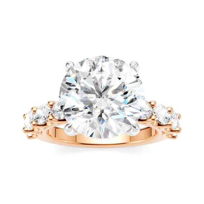 1 1/3 Ctw Round Shape Oval and Round Cut Diamond Semi-Mount Engagement Ring in 14K Rose and White Gold