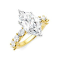 1 1/3 Ctw Marquise Shape Oval and Round Cut Diamond Semi-Mount Engagement Ring in 14K Yellow and White Gold