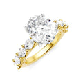 1 1/3 Ctw Oval Shape Oval and Round Cut Diamond Semi-Mount Engagement Ring in 14K Yellow and White Gold
