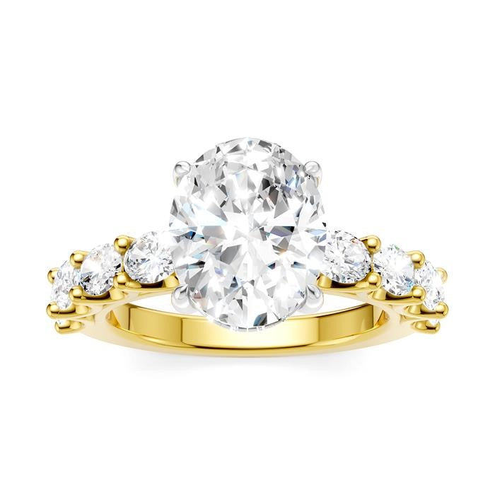 1 1/3 Ctw Oval Shape Oval and Round Cut Diamond Semi-Mount Engagement Ring in 14K Yellow and White Gold