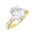 1 1/3 Ctw Oval Shape Oval and Round Cut Diamond Semi-Mount Engagement Ring in 14K Yellow and White Gold