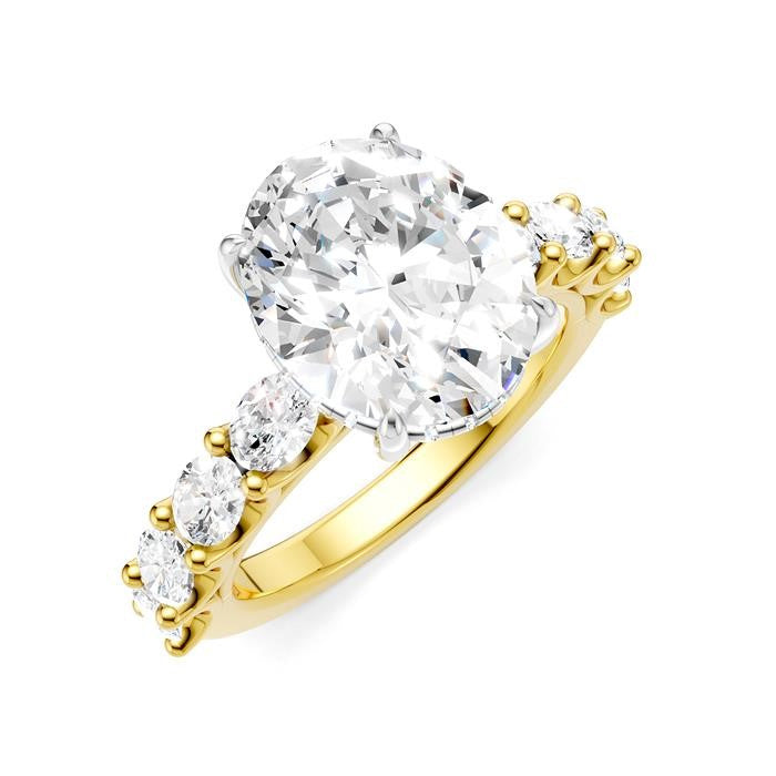 1 1/3 Ctw Oval Shape Oval and Round Cut Diamond Semi-Mount Engagement Ring in 14K Yellow and White Gold