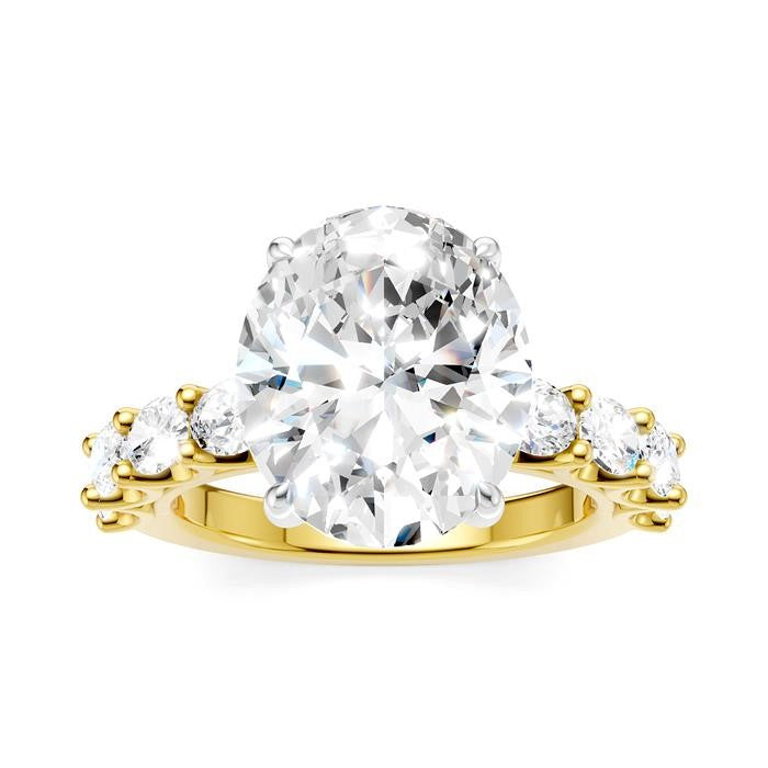 1 1/3 Ctw Oval Shape Oval and Round Cut Diamond Semi-Mount Engagement Ring in 14K Yellow and White Gold