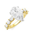 1 1/3 Ctw Pear Shape Oval and Round Cut Diamond Semi-Mount Engagement Ring in 14K Yellow and White Gold