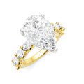 1 1/3 Ctw Pear Shape Oval and Round Cut Diamond Semi-Mount Engagement Ring in 14K Yellow and White Gold