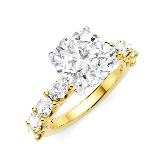 1 1/4 Ctw Round Shape Oval and Round Cut Diamond Semi-Mount Engagement Ring in 14K Yellow and White Gold