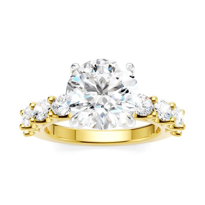 1 1/4 Ctw Round Shape Oval and Round Cut Diamond Semi-Mount Engagement Ring in 14K Yellow and White Gold