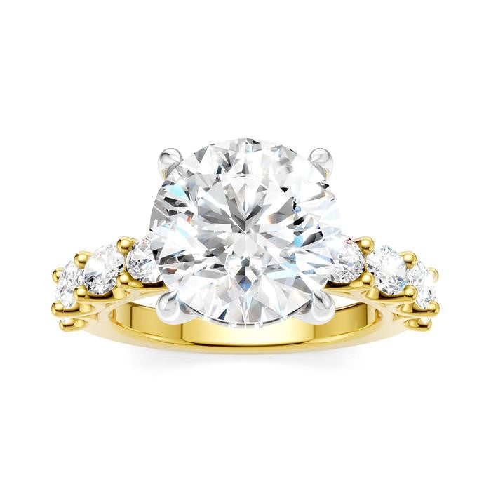 1 1/3 Ctw Round Shape Oval and Round Cut Diamond Semi-Mount Engagement Ring in 14K Yellow and White Gold