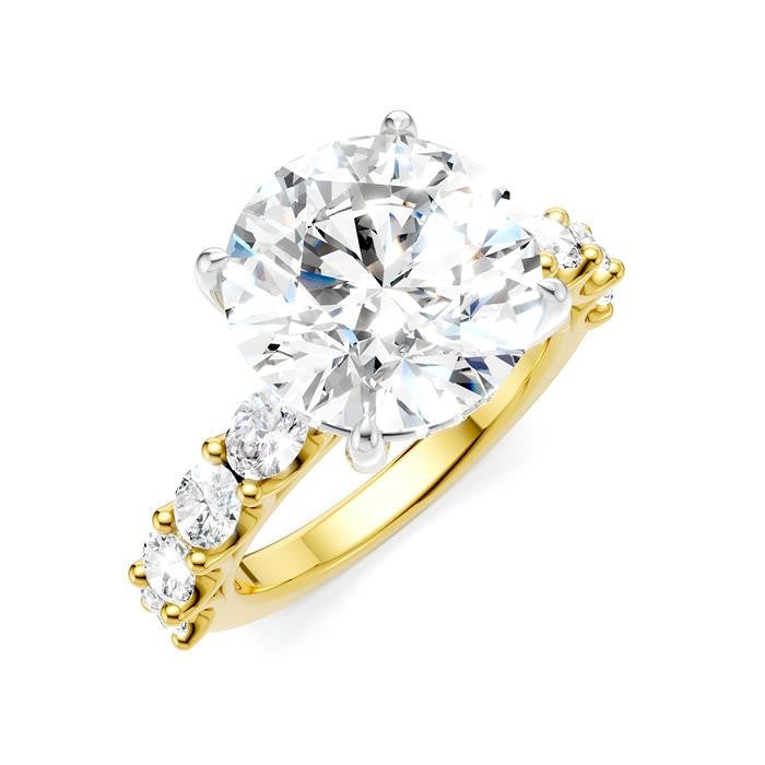 1 1/3 Ctw Round Shape Oval and Round Cut Diamond Semi-Mount Engagement Ring in 14K Yellow and White Gold
