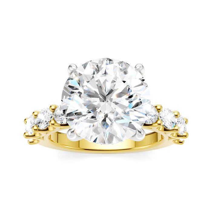 1 1/3 Ctw Round Shape Oval and Round Cut Diamond Semi-Mount Engagement Ring in 14K Yellow and White Gold