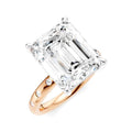 1/5 Ctw Akari Emerald Shape Round Cut Diamond Semi-Mount Engagement Ring in 14K Rose and White Gold