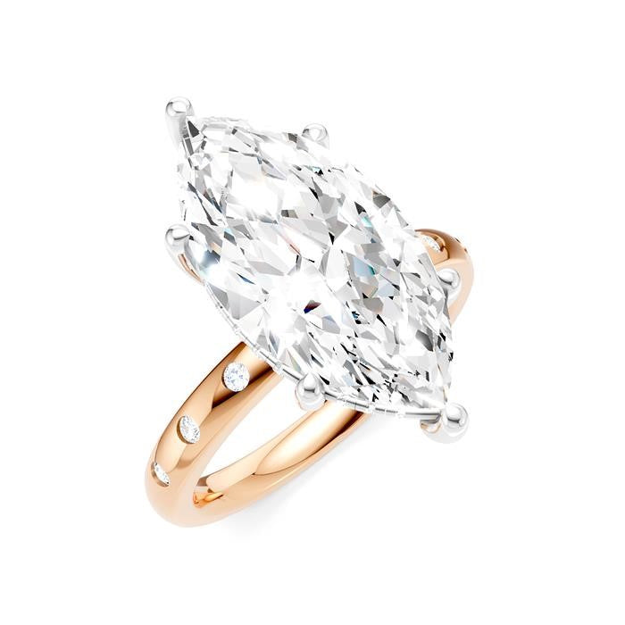 1/5 Ctw Akari Marquise Shape Round Cut Diamond Semi-Mount Engagement Ring in 14K Rose and White Gold
