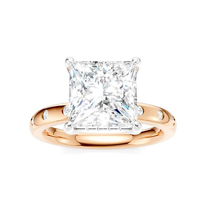 1/5 Ctw Akari Princess Shape Round Cut Diamond Semi-Mount Engagement Ring in 14K Rose and White Gold