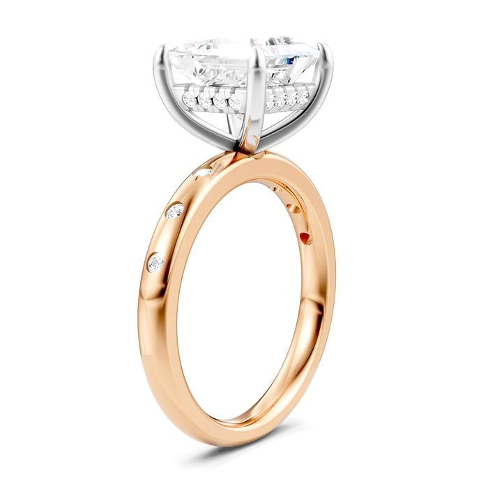 1/5 Ctw Akari Princess Shape Round Cut Diamond Semi-Mount Engagement Ring in 14K Rose and White Gold