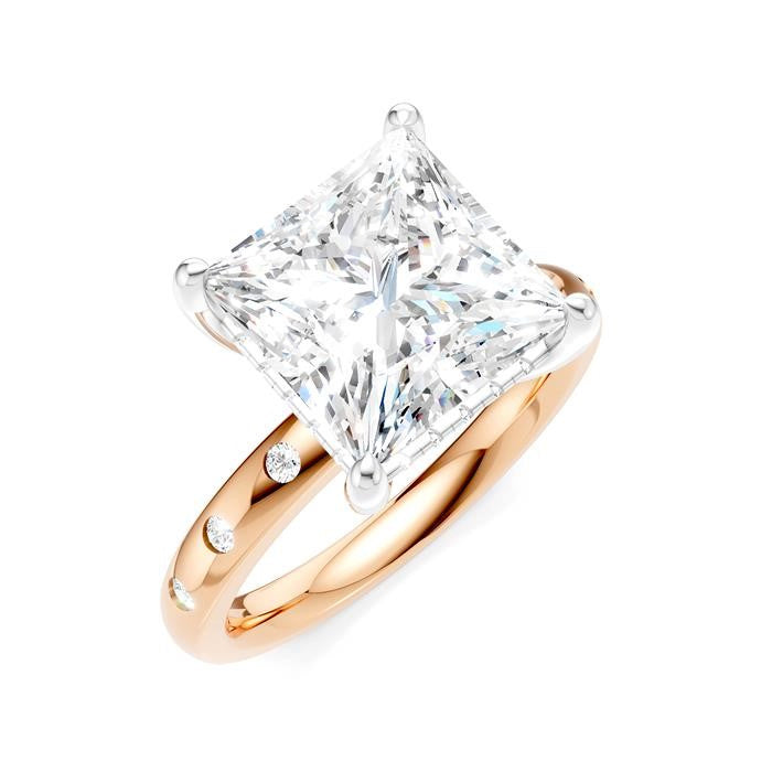 1/5 Ctw Akari Princess Shape Round Cut Diamond Semi-Mount Engagement Ring in 14K Rose and White Gold
