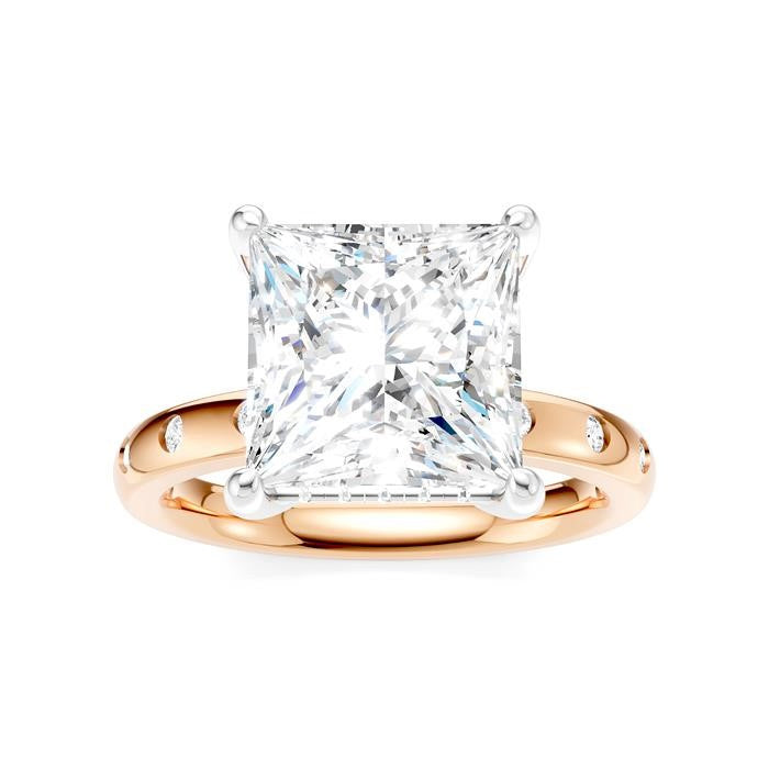 1/5 Ctw Akari Princess Shape Round Cut Diamond Semi-Mount Engagement Ring in 14K Rose and White Gold