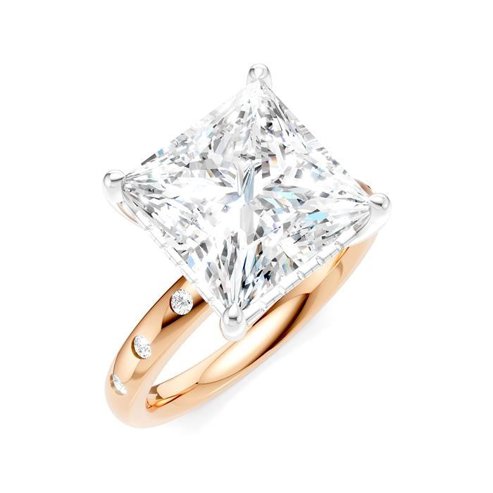 1/5 Ctw Akari Princess Shape Round Cut Diamond Semi-Mount Engagement Ring in 14K Rose and White Gold