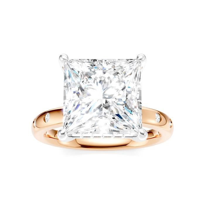 1/5 Ctw Akari Princess Shape Round Cut Diamond Semi-Mount Engagement Ring in 14K Rose and White Gold