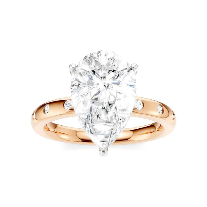 1/5 Ctw Akari Pear Shape Round Cut Diamond Semi-Mount Engagement Ring in 14K Rose and White Gold