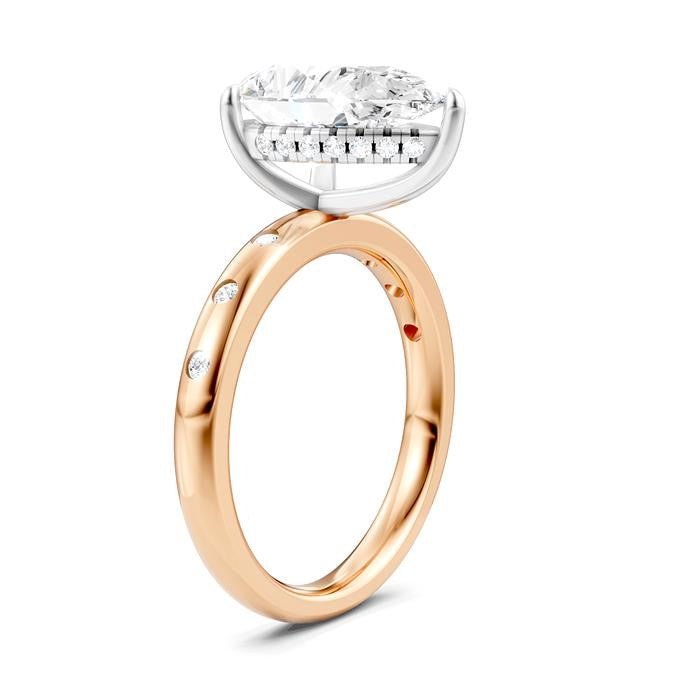 1/5 Ctw Akari Pear Shape Round Cut Diamond Semi-Mount Engagement Ring in 14K Rose and White Gold