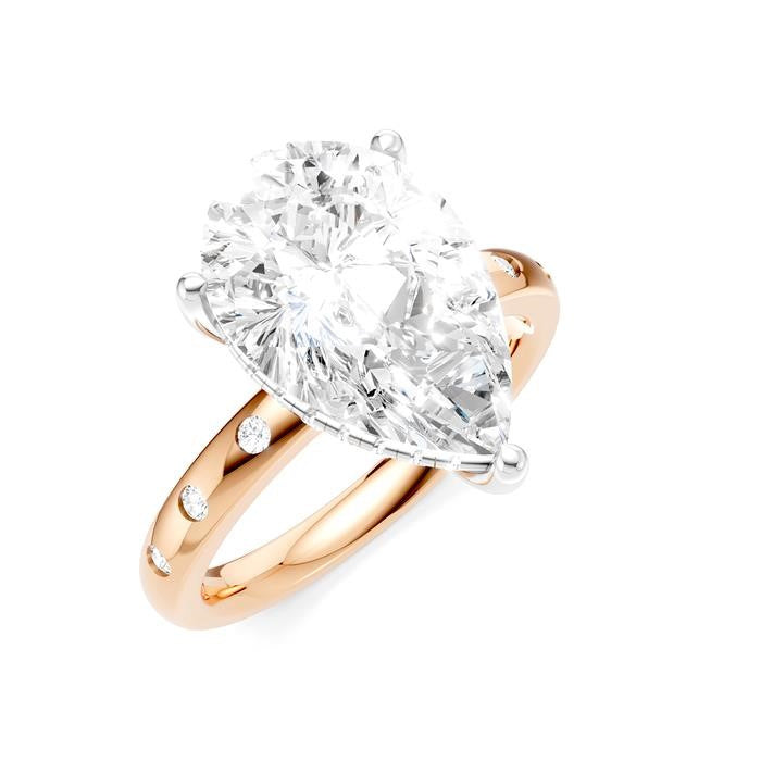 1/5 Ctw Akari Pear Shape Round Cut Diamond Semi-Mount Engagement Ring in 14K Rose and White Gold