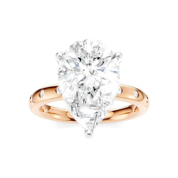 1/5 Ctw Akari Pear Shape Round Cut Diamond Semi-Mount Engagement Ring in 14K Rose and White Gold