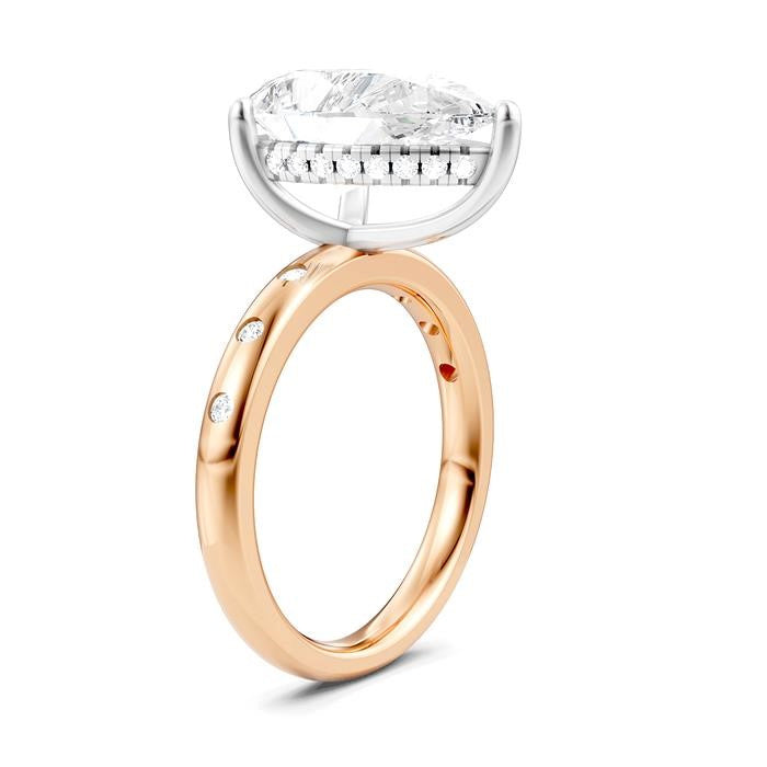 1/5 Ctw Akari Pear Shape Round Cut Diamond Semi-Mount Engagement Ring in 14K Rose and White Gold