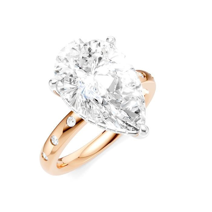 1/5 Ctw Akari Pear Shape Round Cut Diamond Semi-Mount Engagement Ring in 14K Rose and White Gold