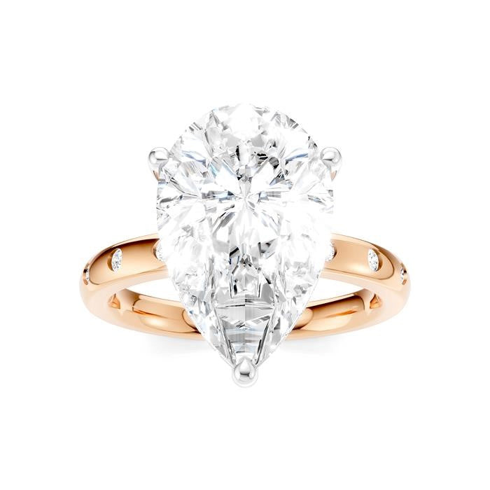 1/5 Ctw Akari Pear Shape Round Cut Diamond Semi-Mount Engagement Ring in 14K Rose and White Gold