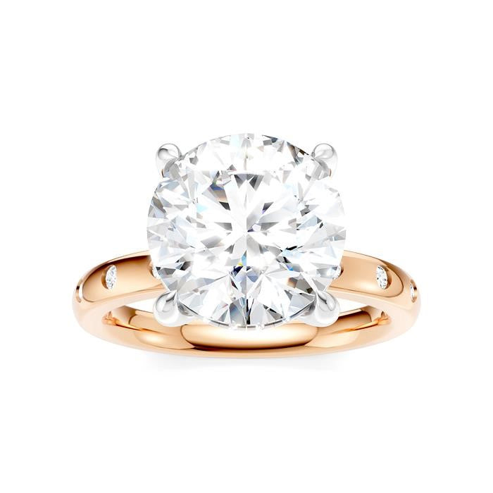 1/5 Ctw Round Shape Round Cut Diamond Semi-Mount Engagement Ring in 14K Rose and White Gold