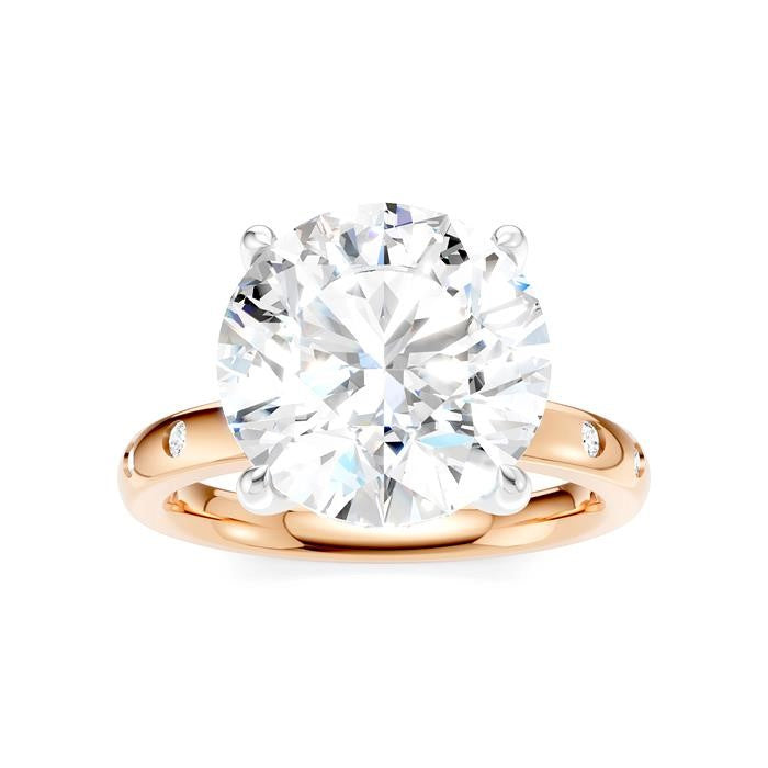 1/5 Ctw Round Shape Round Cut Diamond Semi-Mount Engagement Ring in 14K Rose and White Gold