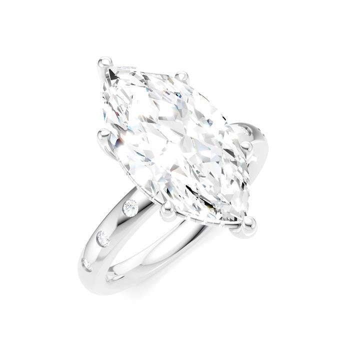 1/5 Ctw Akari Marquise Shape Round Cut Diamond Semi-Mount Engagement Ring in 14K White Gold