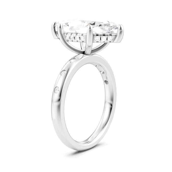 1/5 Ctw Akari Marquise Shape Round Cut Diamond Semi-Mount Engagement Ring in 14K White Gold