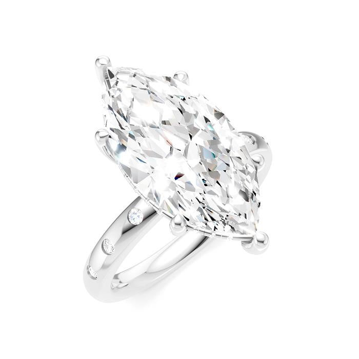 1/5 Ctw Akari Marquise Shape Round Cut Diamond Semi-Mount Engagement Ring in 14K White Gold