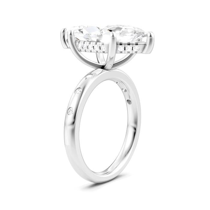 1/5 Ctw Akari Marquise Shape Round Cut Diamond Semi-Mount Engagement Ring in 14K White Gold