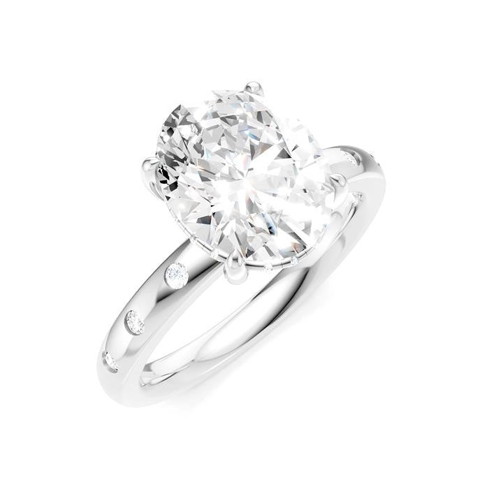 1/5 Ctw Akari Oval Shape Round Cut Diamond Semi-Mount Engagement Ring in 14K White Gold
