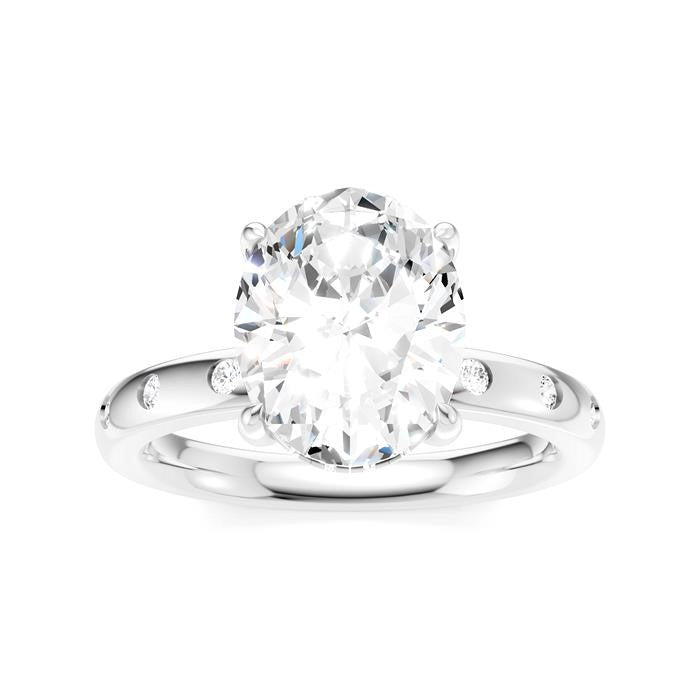 1/5 Ctw Akari Oval Shape Round Cut Diamond Semi-Mount Engagement Ring in 14K White Gold