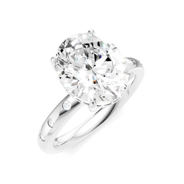 1/5 Ctw Akari Oval Shape Round Cut Diamond Semi-Mount Engagement Ring in 14K White Gold