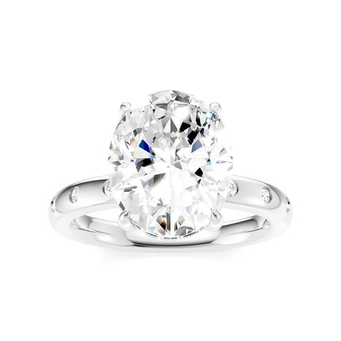 1/5 Ctw Akari Oval Shape Round Cut Diamond Semi-Mount Engagement Ring in 14K White Gold