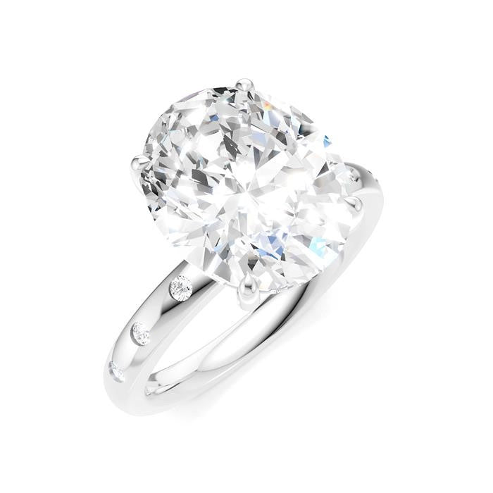 1/5 Ctw Akari Oval Shape Round Cut Diamond Semi-Mount Engagement Ring in 14K White Gold