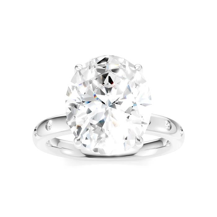 1/5 Ctw Akari Oval Shape Round Cut Diamond Semi-Mount Engagement Ring in 14K White Gold